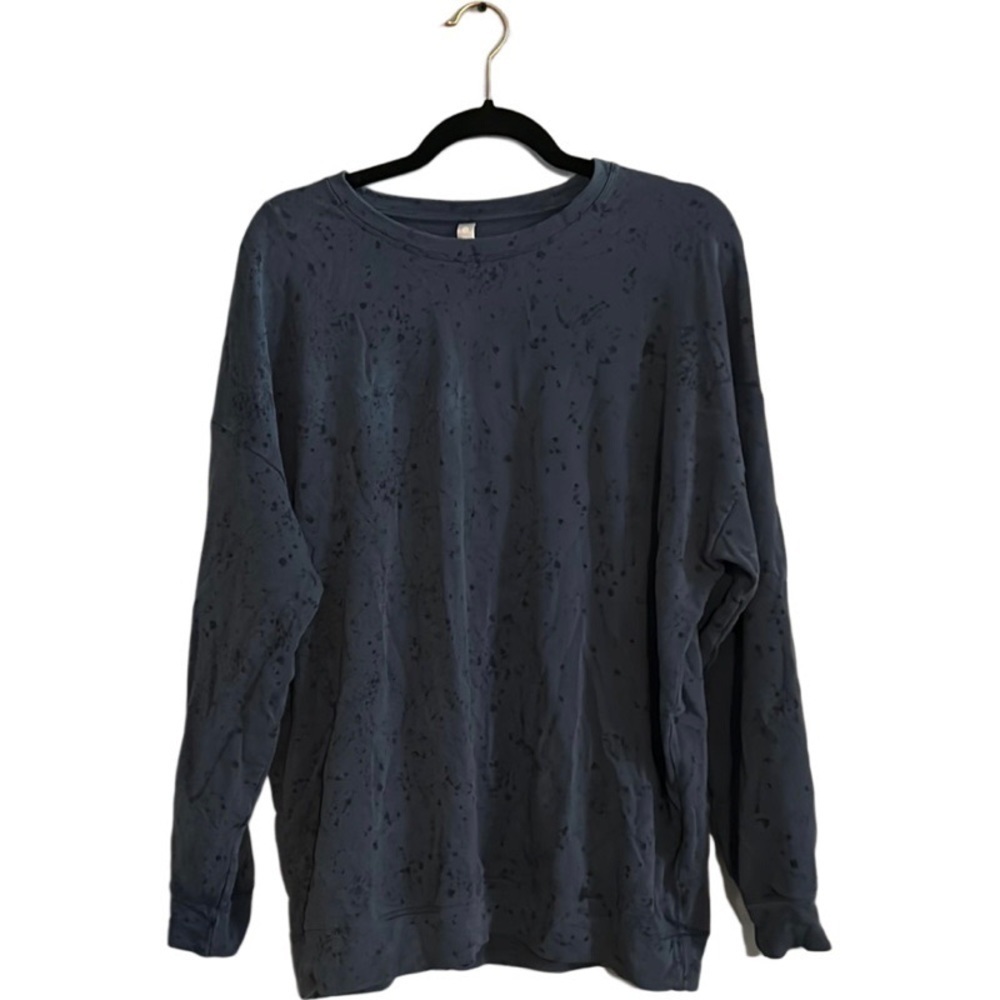 Athleta Mens Blue Splash Print Long Sleeve Crewneck Sweatshirt size L Casual